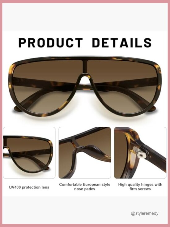 Oversized Retro Aviator Sunglasses UV400 Protection Plastic Frame main image 7